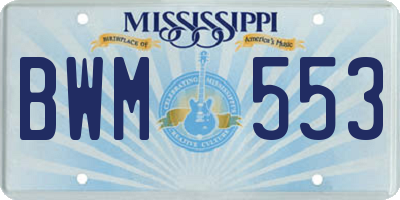 MS license plate BWM553