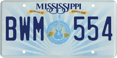 MS license plate BWM554