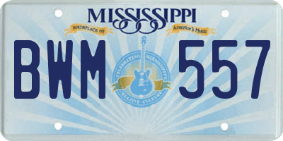 MS license plate BWM557