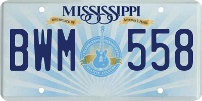 MS license plate BWM558