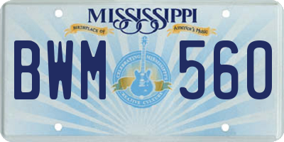MS license plate BWM560