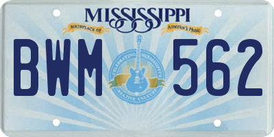MS license plate BWM562