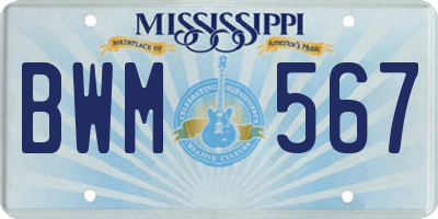MS license plate BWM567