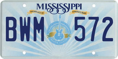 MS license plate BWM572