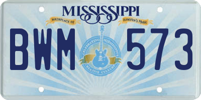 MS license plate BWM573