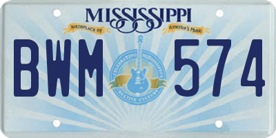 MS license plate BWM574