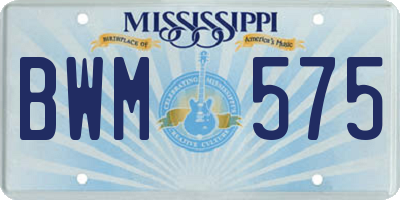 MS license plate BWM575