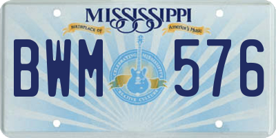 MS license plate BWM576