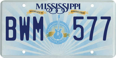 MS license plate BWM577