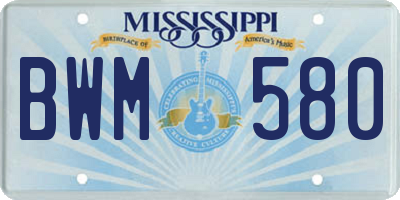 MS license plate BWM580