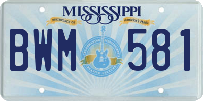 MS license plate BWM581