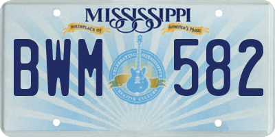 MS license plate BWM582