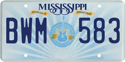 MS license plate BWM583