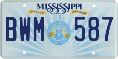 MS license plate BWM587