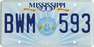 MS license plate BWM593