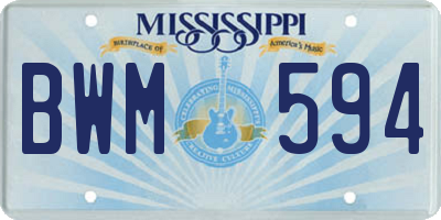 MS license plate BWM594