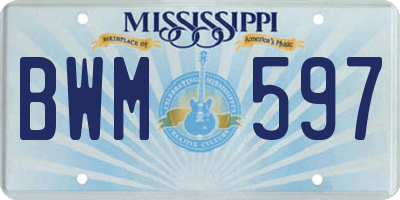 MS license plate BWM597