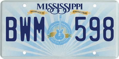 MS license plate BWM598