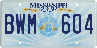 MS license plate BWM604