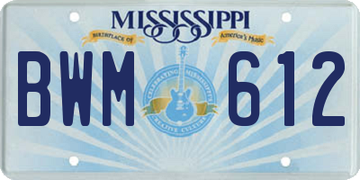 MS license plate BWM612