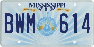 MS license plate BWM614