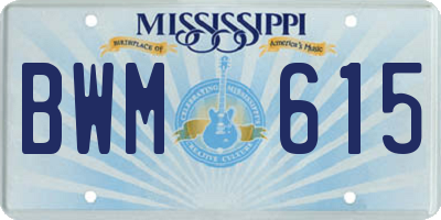 MS license plate BWM615