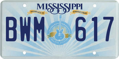 MS license plate BWM617