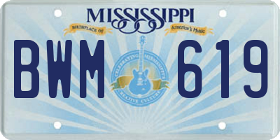 MS license plate BWM619