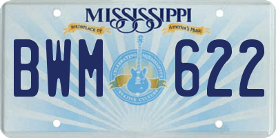 MS license plate BWM622