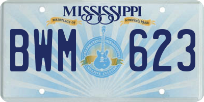 MS license plate BWM623