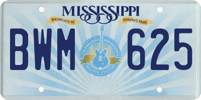 MS license plate BWM625
