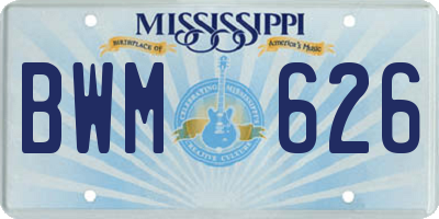MS license plate BWM626