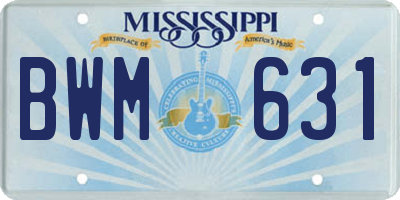 MS license plate BWM631