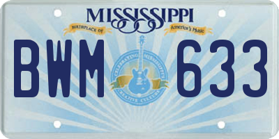 MS license plate BWM633