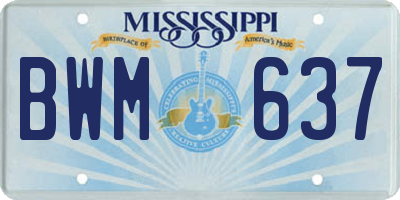 MS license plate BWM637