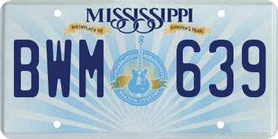 MS license plate BWM639