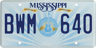 MS license plate BWM640