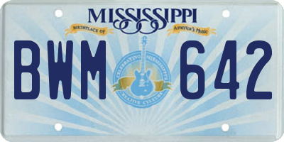 MS license plate BWM642