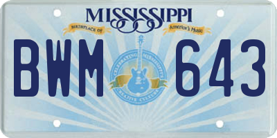 MS license plate BWM643