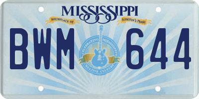 MS license plate BWM644