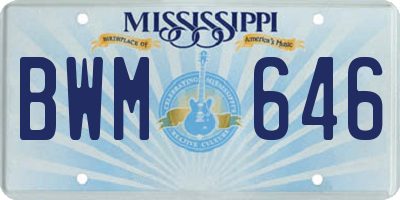 MS license plate BWM646