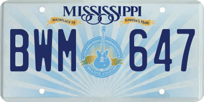 MS license plate BWM647