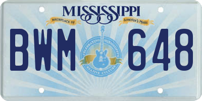 MS license plate BWM648