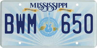 MS license plate BWM650
