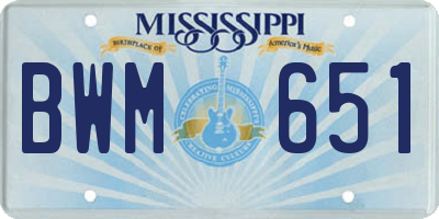 MS license plate BWM651