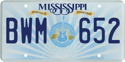 MS license plate BWM652
