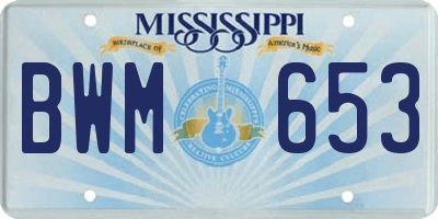 MS license plate BWM653