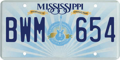 MS license plate BWM654