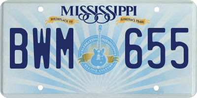 MS license plate BWM655