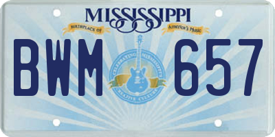 MS license plate BWM657